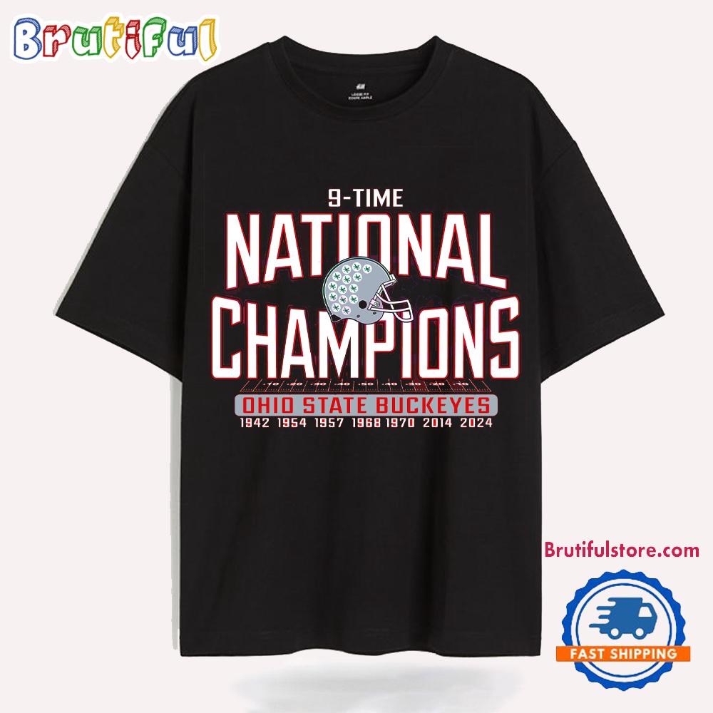 9 Time National Champions 2024 Ohio State Buckeyes T Shirt