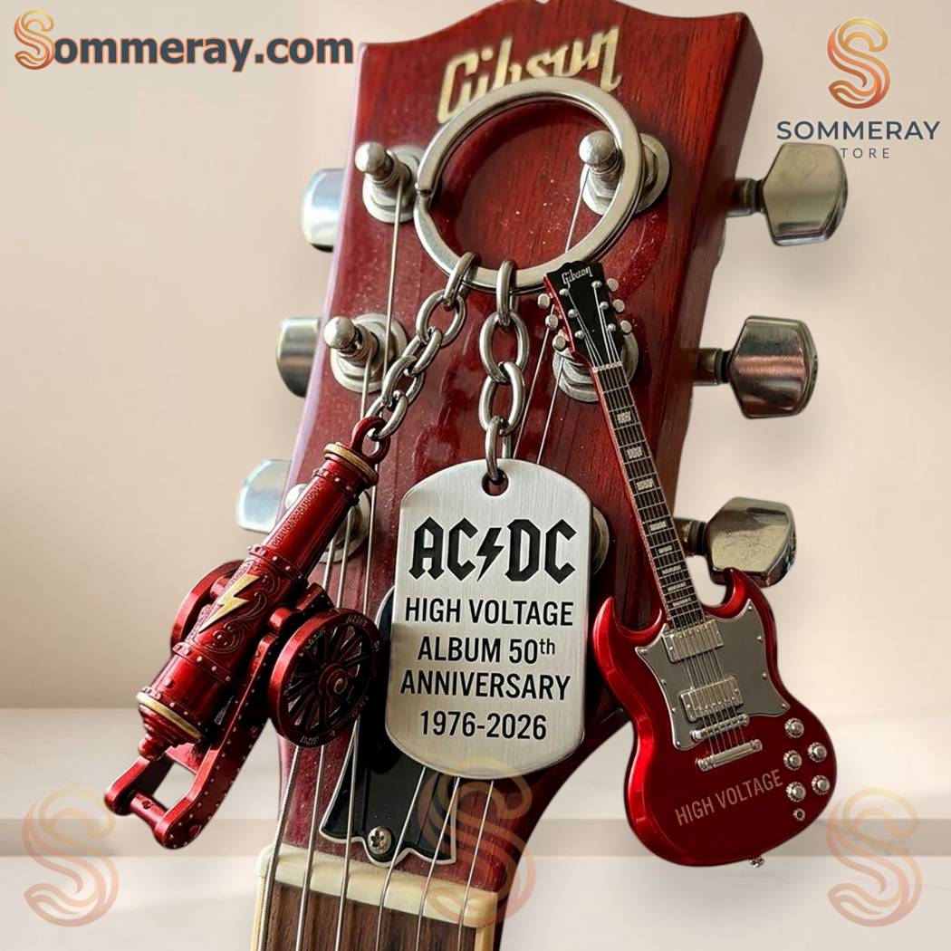 AC/DC High Voltage Album 50th Anniversary 1976-2026 Keychain