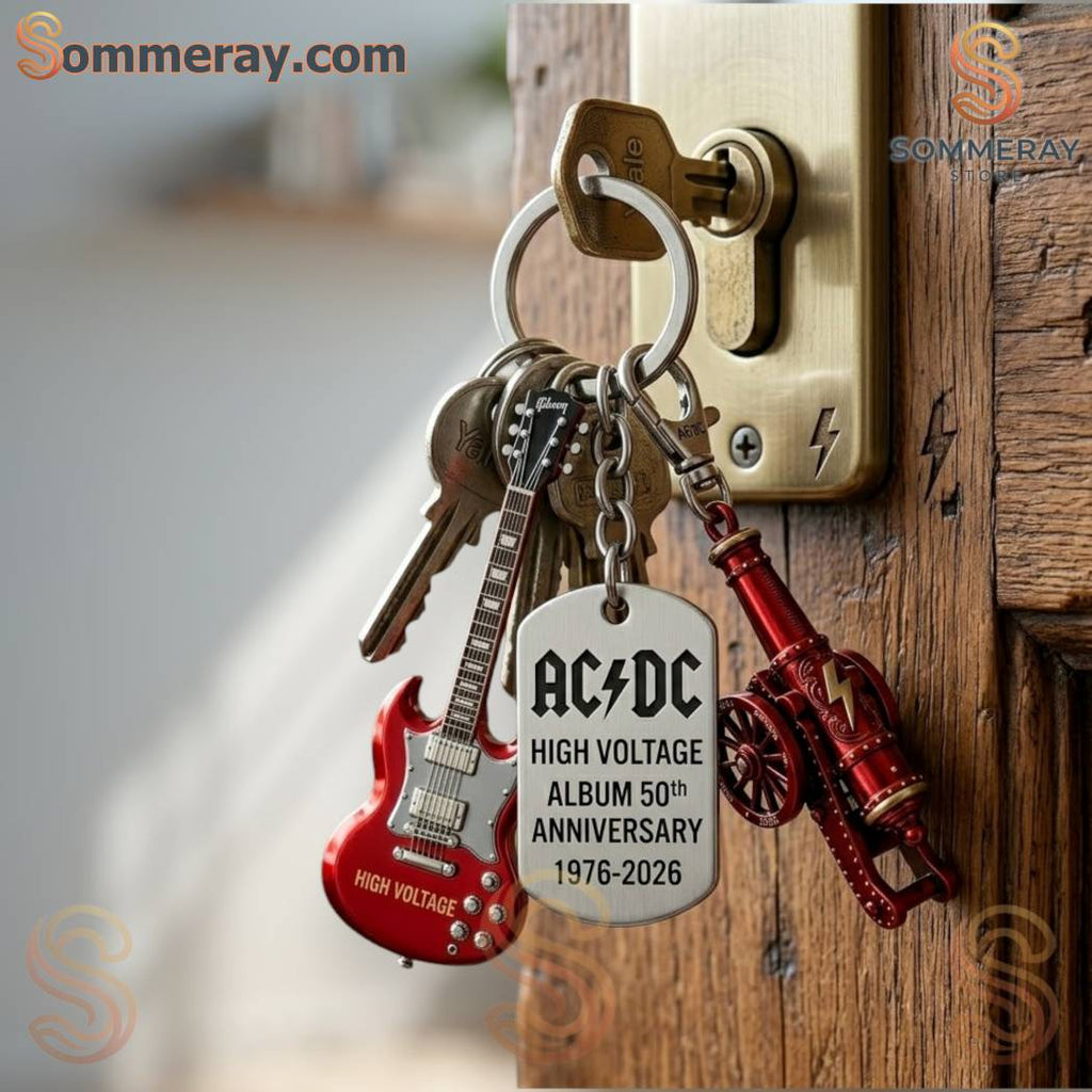 AC/DC High Voltage Album 50th Anniversary 1976-2026 Keychain