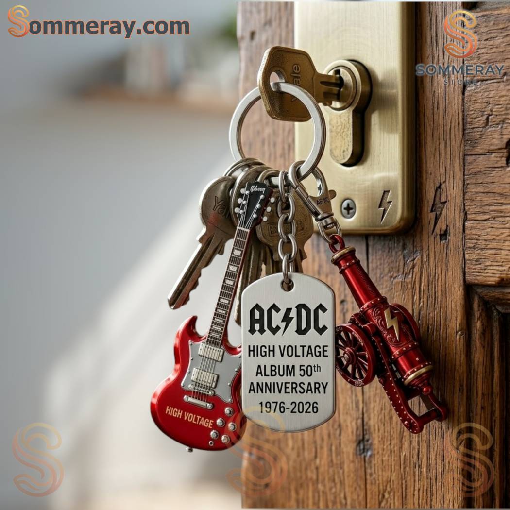 AC/DC High Voltage Album 50th Anniversary 1976-2026 Keychain