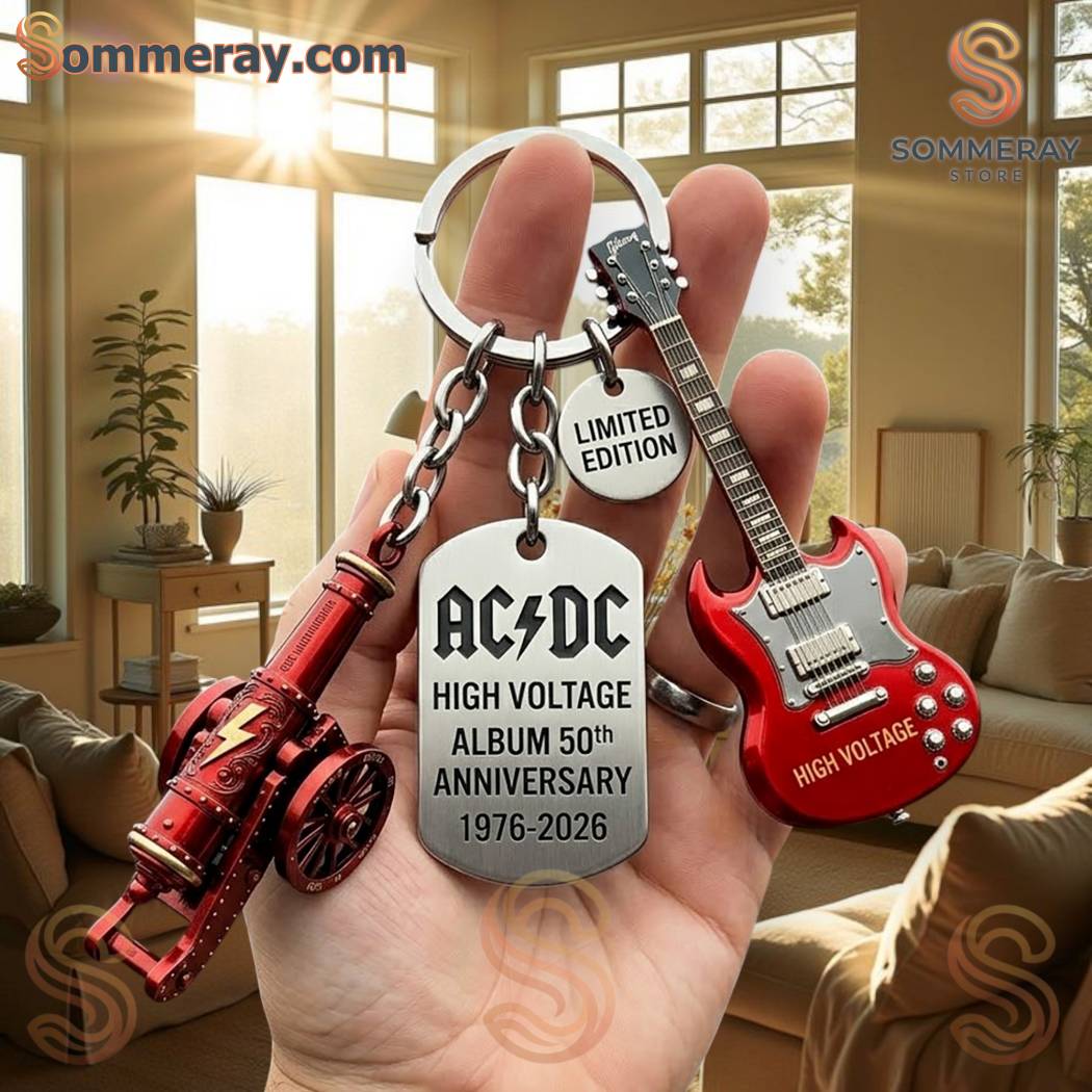 AC/DC High Voltage Album 50th Anniversary 1976-2026 Keychain