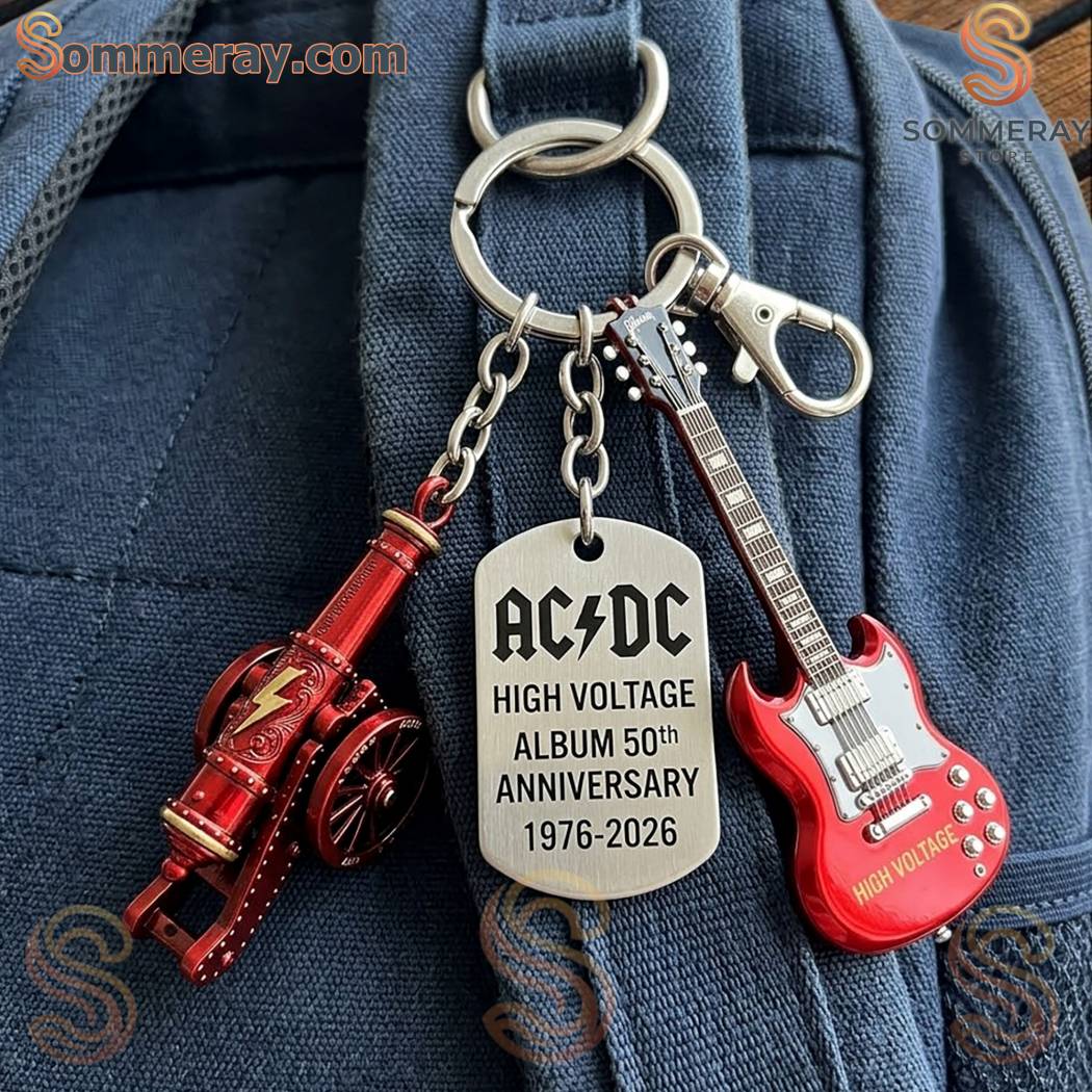 AC/DC High Voltage Album 50th Anniversary 1976-2026 Keychain