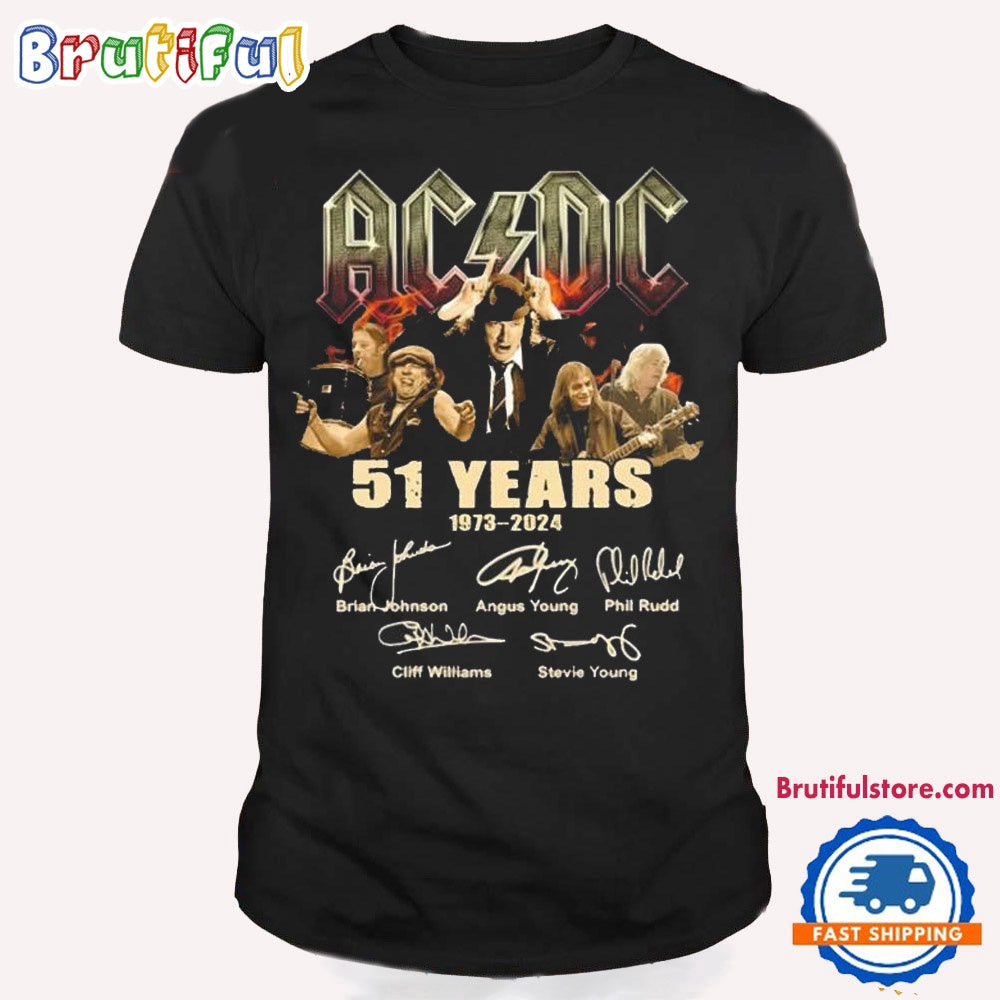 ACDC Pwr Tour 51 Years 1973-2024 Signatures T Shirt