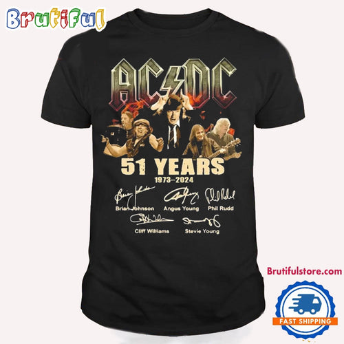ACDC Pwr Tour 51 Years 1973-2024 Signatures T Shirt