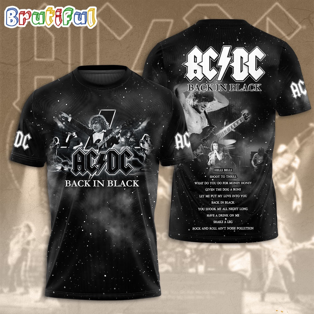 ACDC World Tour Acdc Pwr Up Tour 2024 Shirt Back In Black Graphic 3D Shirt