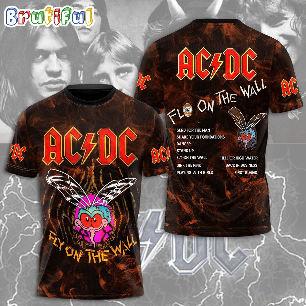 ACDC World Tour Acdc Pwr Up Tour 2024 Shirt Fly On The Wall Graphic 3D Shirt