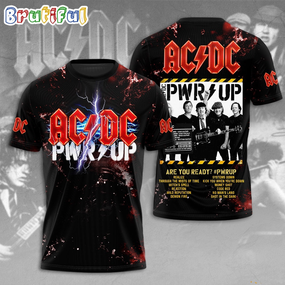 ACDC World Tour Acdc Pwr Up Tour 2024 Shirt Power Up Graphic 3D Shirt