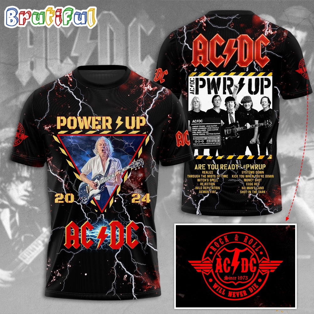 ACDC World Tour Acdc Pwr Up Tour 2024 Shirt Power Up Rock Music Graphic 3D Shirt