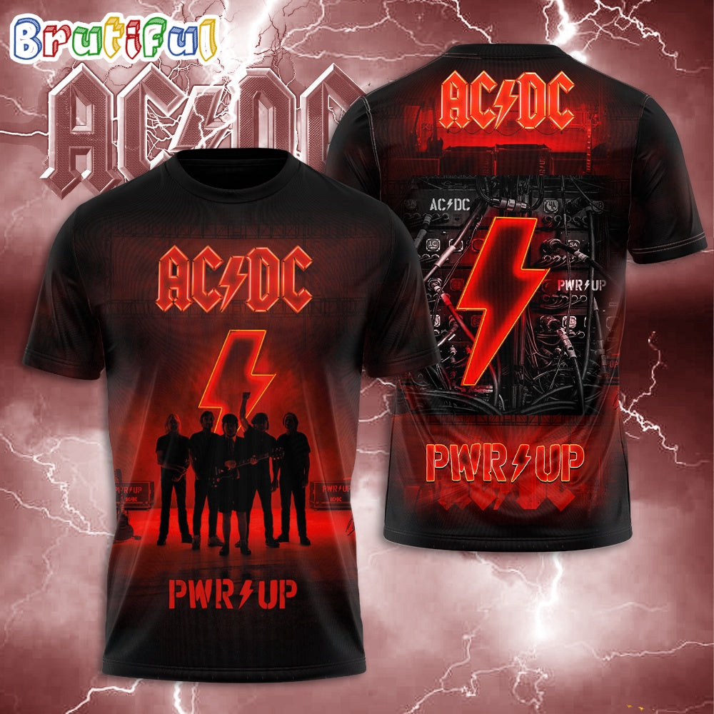 ACDC World Tour Acdc Pwr Up Tour 2024 Shirt Red Bolt Graphic 3D Shirt