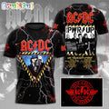 ACDC World Tour Acdc Pwr Up Tour 2024 Shirt Rock Band Power Up Graphic 3D Shirt