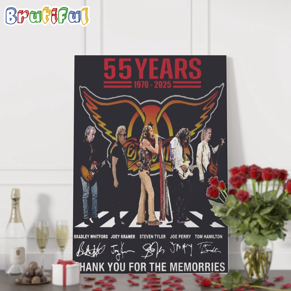 Aerosmith 55th Anniversary 1970-2025 Thank You For The Memorries Wall Art Poster Canvas
