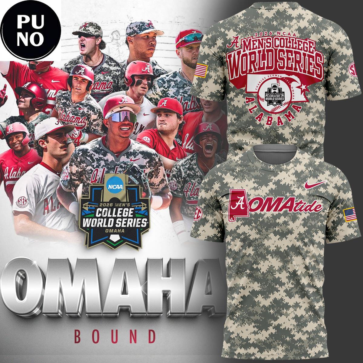Alabama Crimson Tide 2026 Baseball College World Series Camo T-Shirt