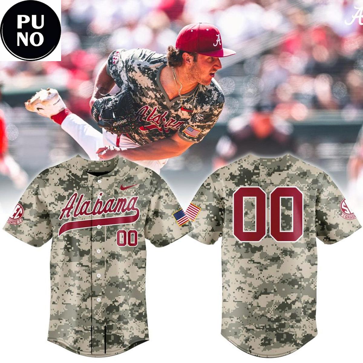 Alabama Crimson Tide 2026 Military Appreciation Camo Personalized Baseball Jersey