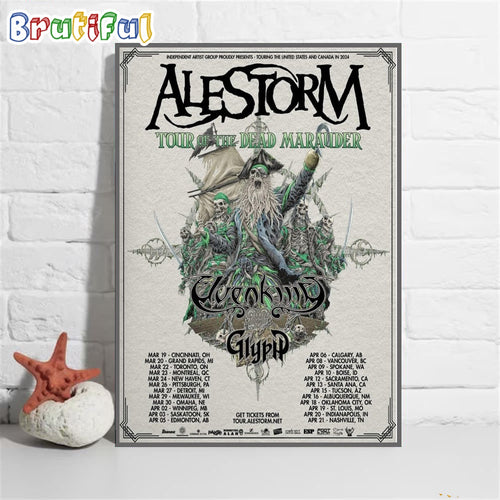 Alestorm Of The Dead Marauder US Tour 2024 Wall Art Poster Canvas