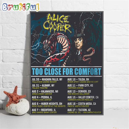 Alice Cooper Too Close For Comfort Schedule Tour 2024 Wall Art Poster Canvas