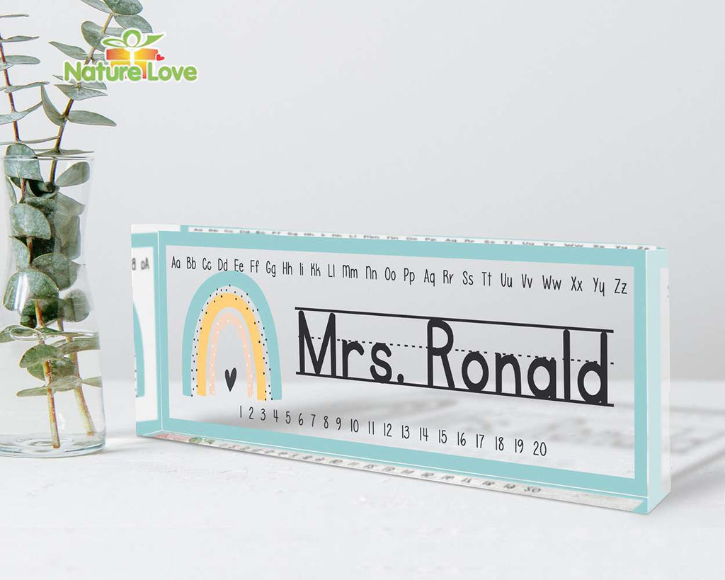 Alphabet Custom Teacher Desk Name Plate Acrylic Plaque Back to School Gift