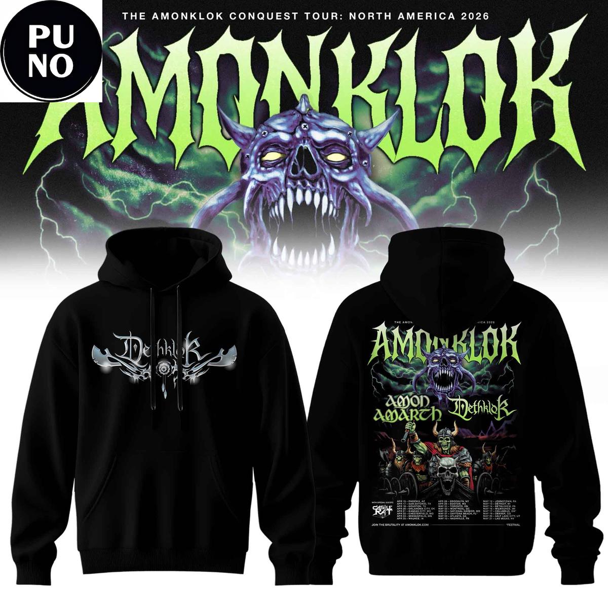 Amonklock Conquest Tour 2026 Amon Amarth x Dethklok Announce Hoodie Shirt
