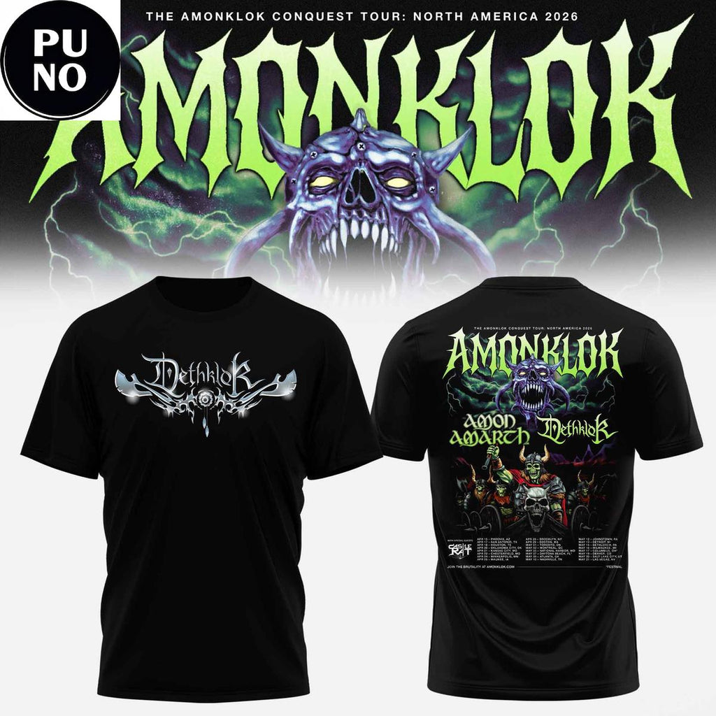 Amonklock Conquest Tour 2026 Amon Amarth x Dethklok Announce Hoodie Shirt
