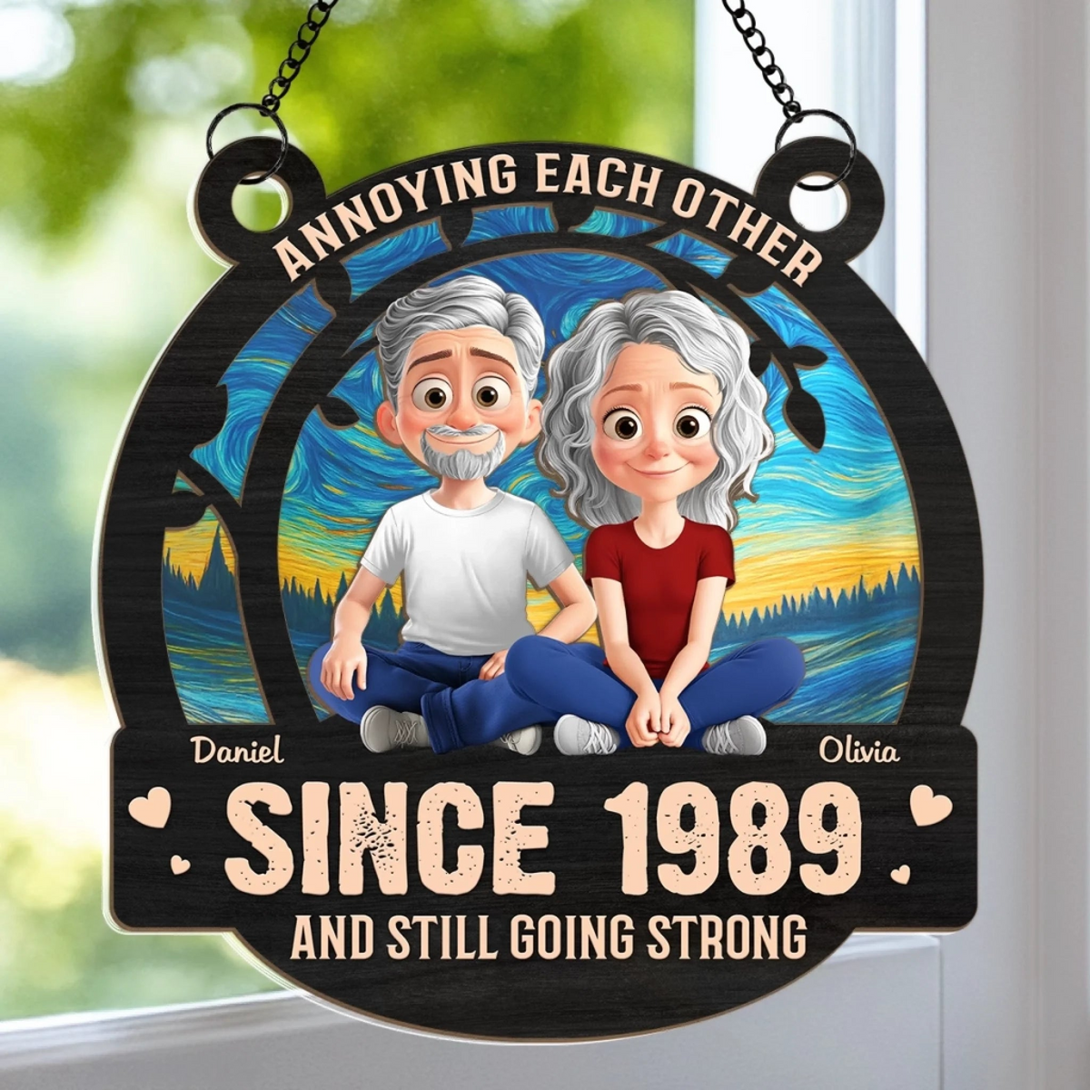 Annoying Each Other For Many Years Couple - Personalized Window Hanging Suncatcher Ornament - Gift For Her/Him, Husband/Wife, Couples on Anniversary, Valentine’s Day