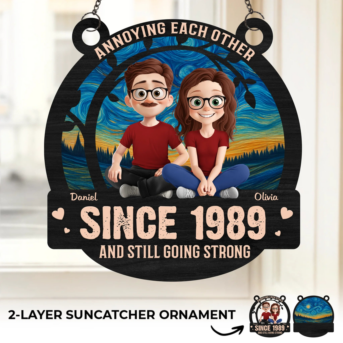 Annoying Each Other For Many Years Couple - Personalized Window Hanging Suncatcher Ornament - Gift For Her/Him, Husband/Wife, Couples on Anniversary, Valentine’s Day