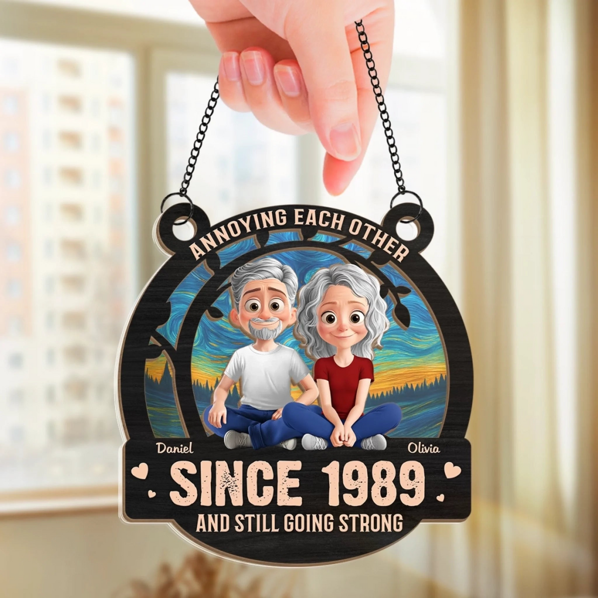 Annoying Each Other For Many Years Couple - Personalized Window Hanging Suncatcher Ornament - Gift For Her/Him, Husband/Wife, Couples on Anniversary, Valentine’s Day