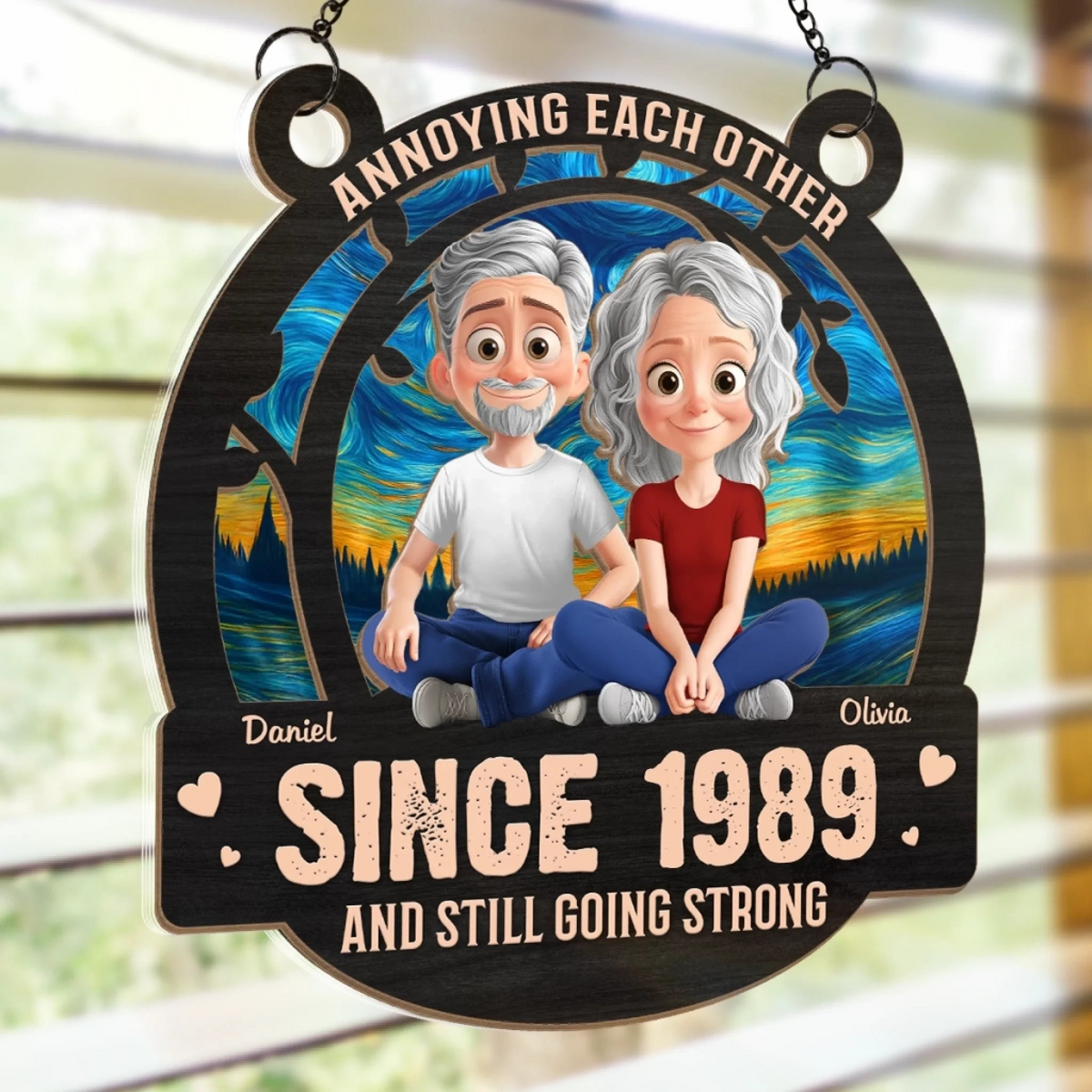 Annoying Each Other For Many Years Couple - Personalized Window Hanging Suncatcher Ornament - Gift For Her/Him, Husband/Wife, Couples on Anniversary, Valentine’s Day
