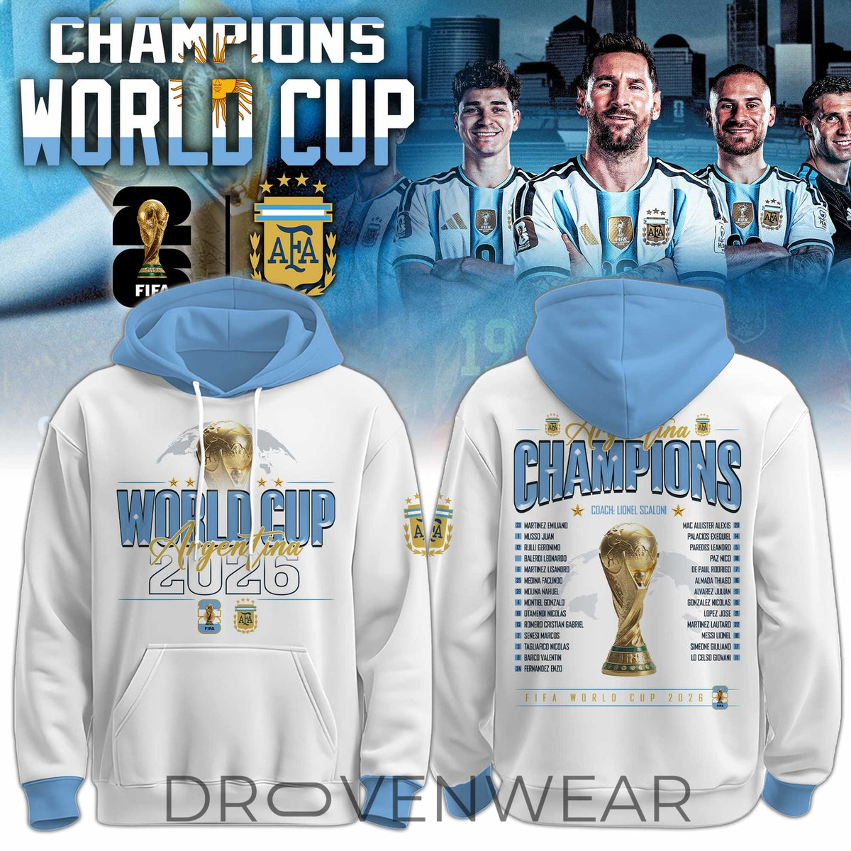 Argentina FIFA World Cup Champions 2026 Limited Hoodie