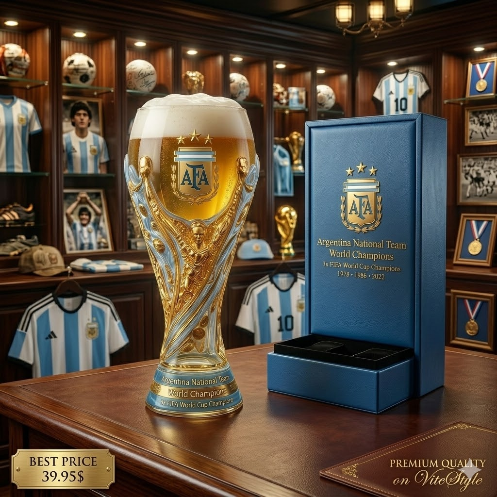 Argentina World Cup Champion Trophy Beer Glass