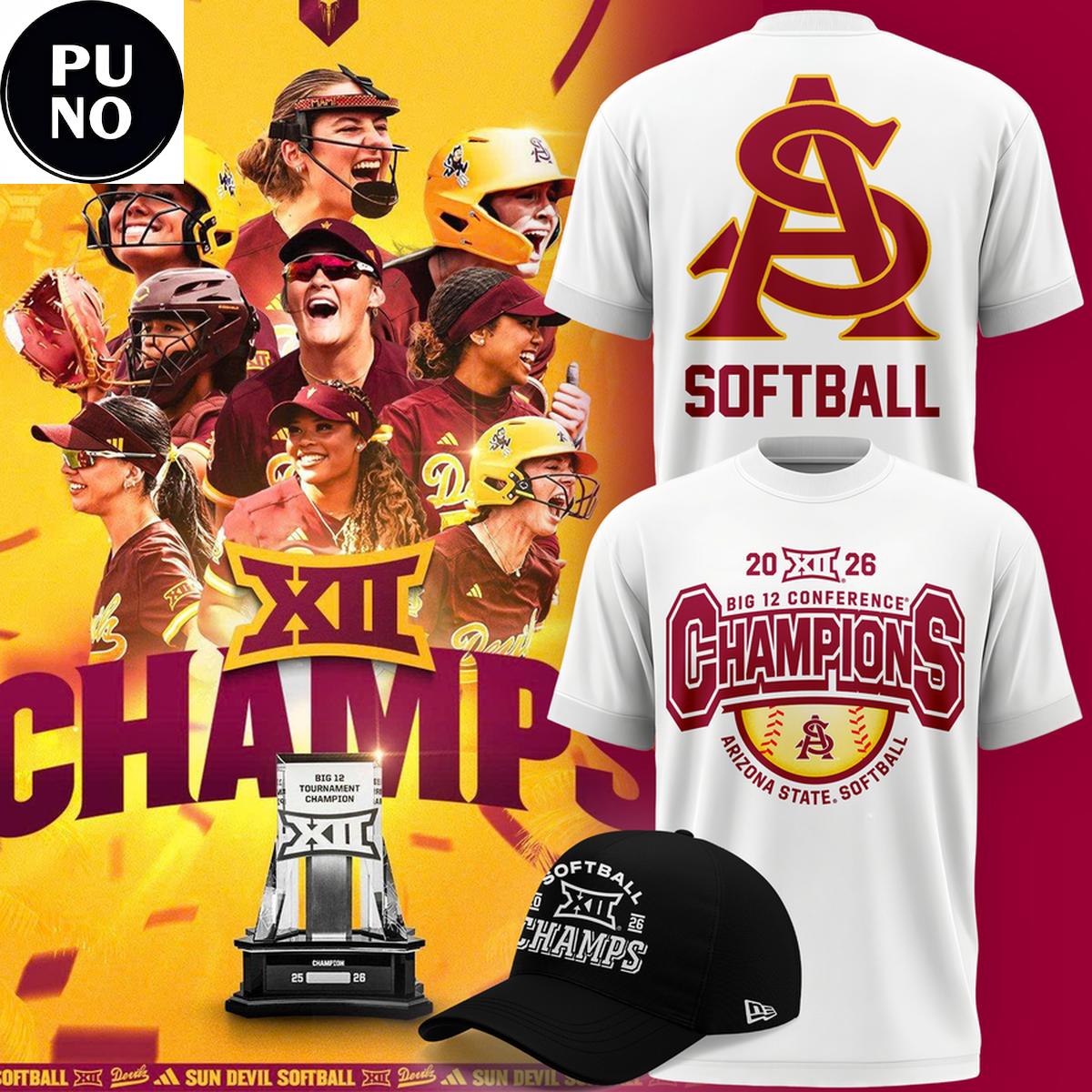 Arizona State Sun Devils Softball Big 12 Tournament Champions 2026 T-Shirt