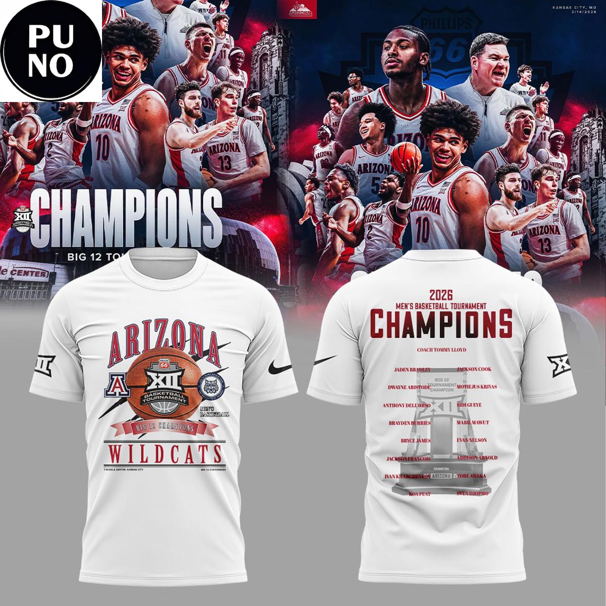 Arizona Wildcats Big 12 Men’s Basketball Tournament Championship 2026 Locker Room Trophy Hoodie T-Shirt