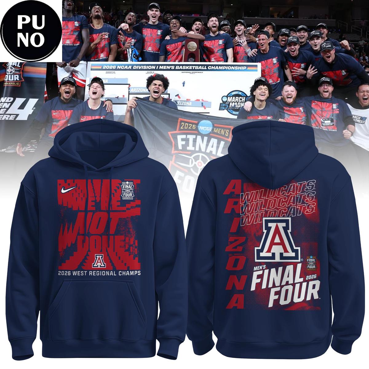 Arizona Wildcats Men’s Basketball 2026 West Regional Champions Hoodie Shirt