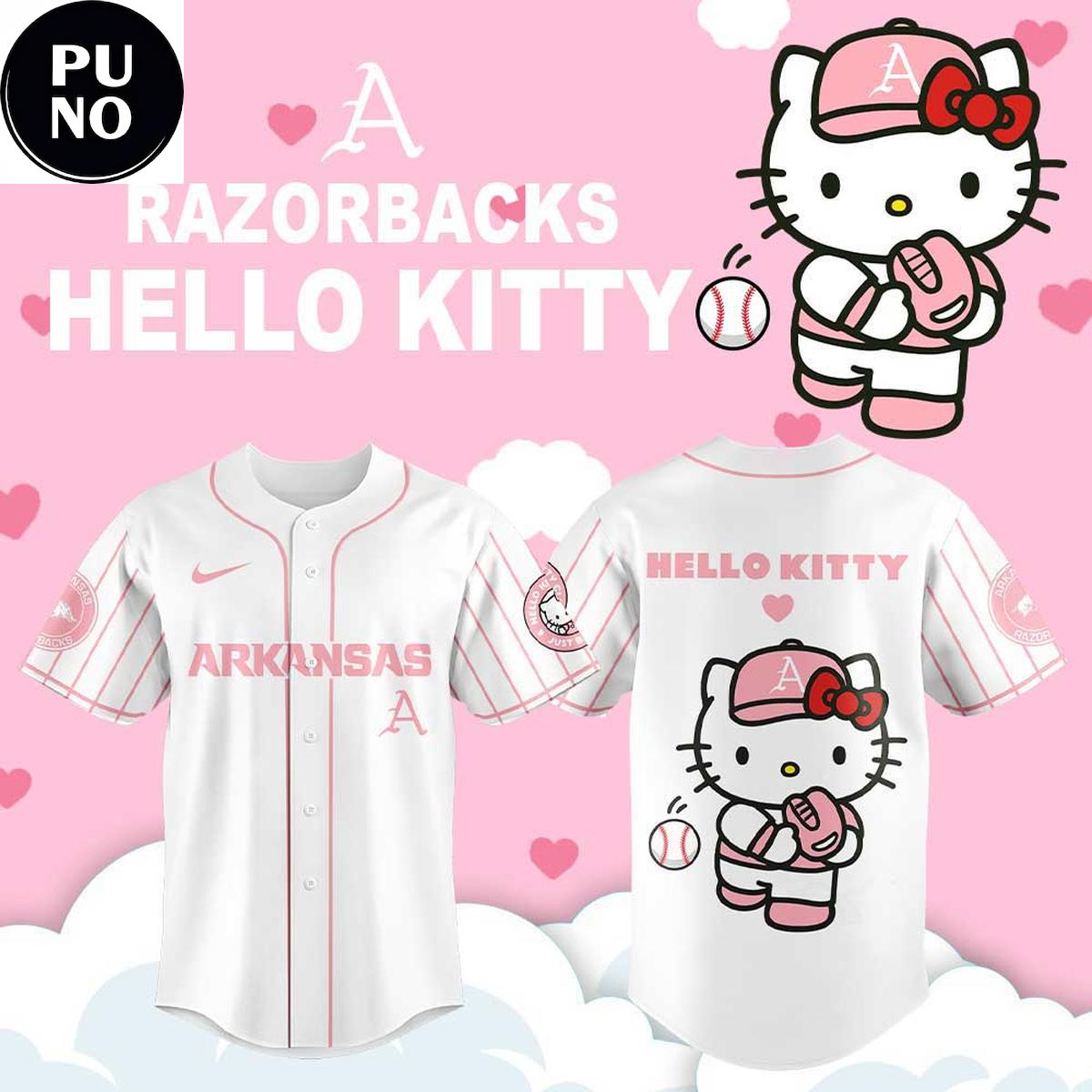 Arkansas Razorbacks Baseball x Hello Kitty Night 2026 Baseball Jersey
