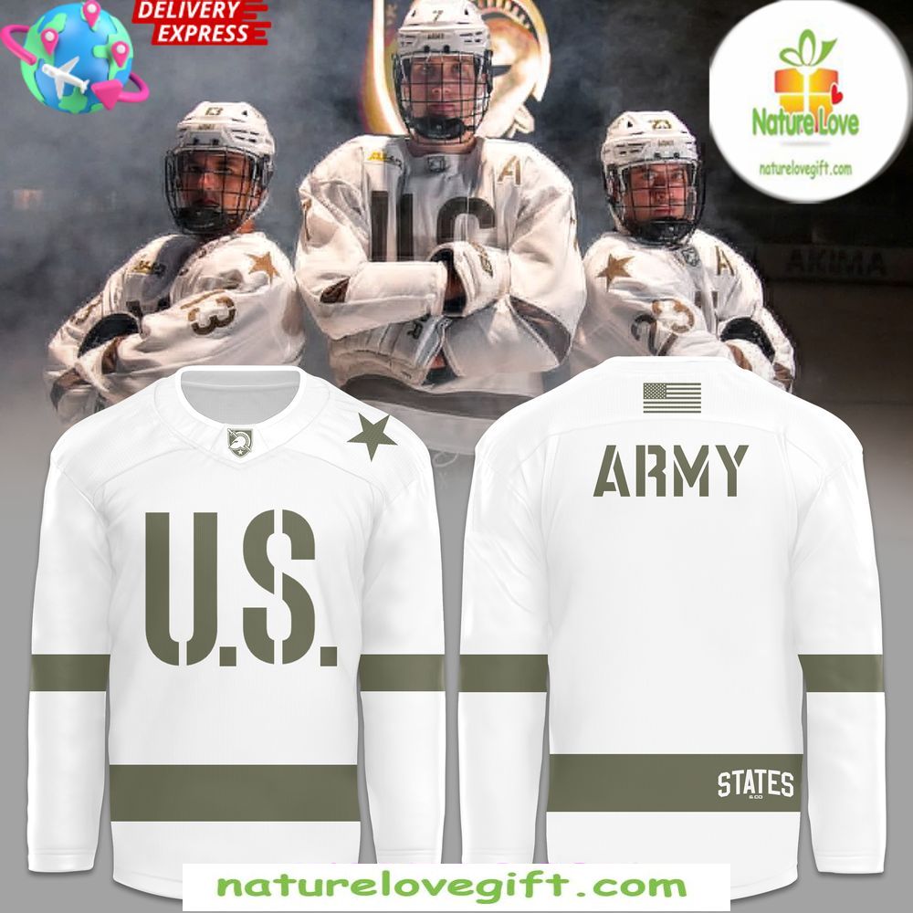 Army Black Knights Hockey Jersey White Olive Green