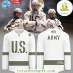 Army Black Knights Hockey Jersey White Olive Green