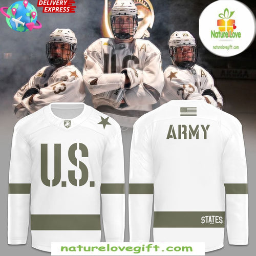 Army Black Knights Hockey Jersey White Olive Green