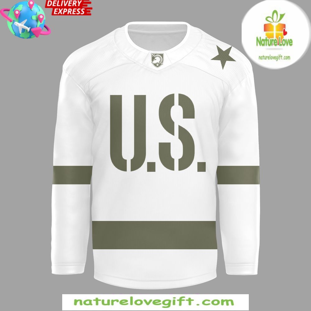 Army Black Knights Hockey Jersey White Olive Green