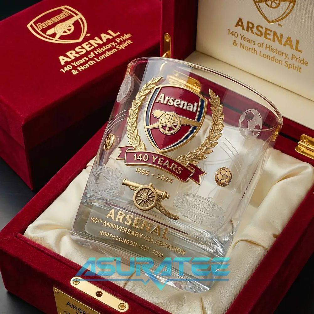 Arsenal FC 140th Anniversary Celebration Whiskey Glass