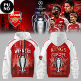 Arsenal FC UEFA Champion League Winners 2026 Kings of Europe Hoodie T-Shirt