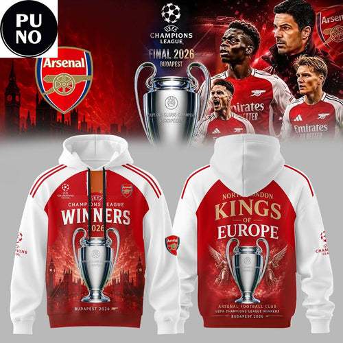 Arsenal FC UEFA Champion League Winners 2026 Kings of Europe Hoodie T-Shirt