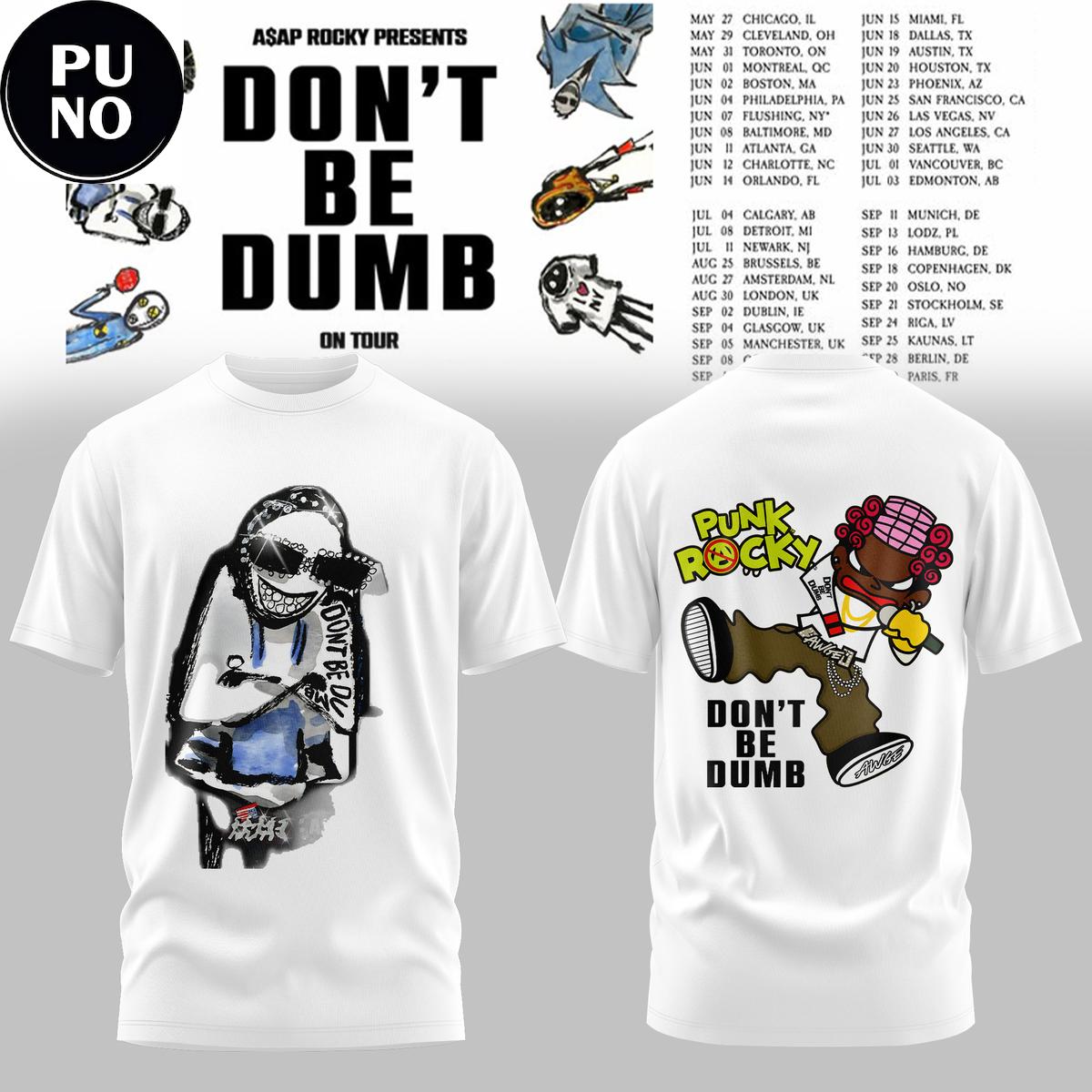 Asap Rocky Don’t Be Dumb Tour 2026 White Hoodie T-Shirt