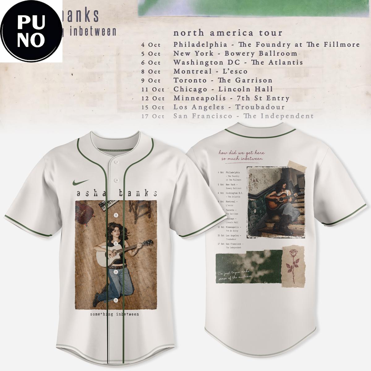 Asha Banks Something Inbetween Tour 2026 Beige Baseball Jersey