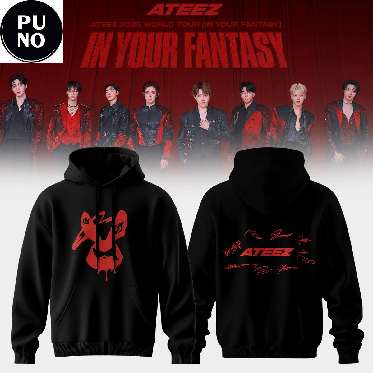 Ateez World Tour In Your Fantasy Black Hoodie