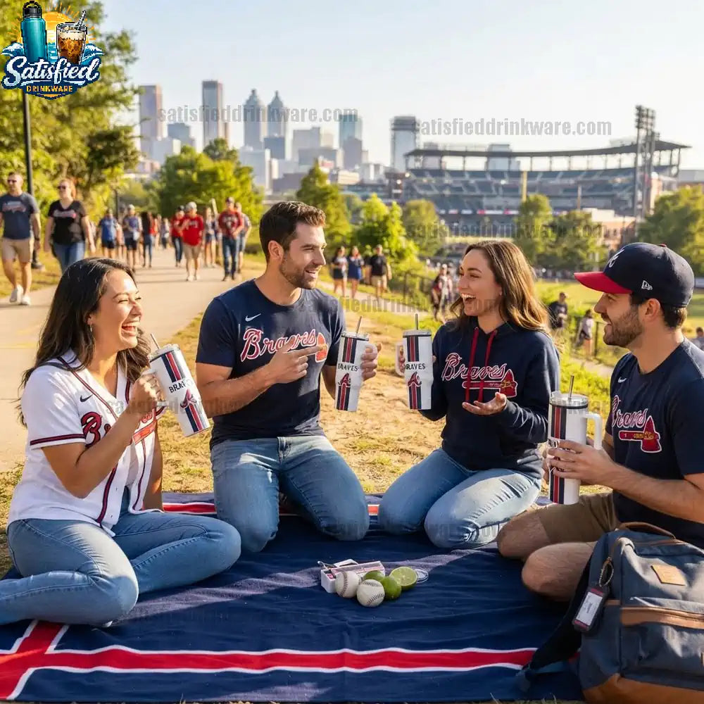 Atlanta Braves Baseball Fan Insulated With Handle Tumbler