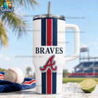 Atlanta Braves Baseball Fan Insulated With Handle Tumbler