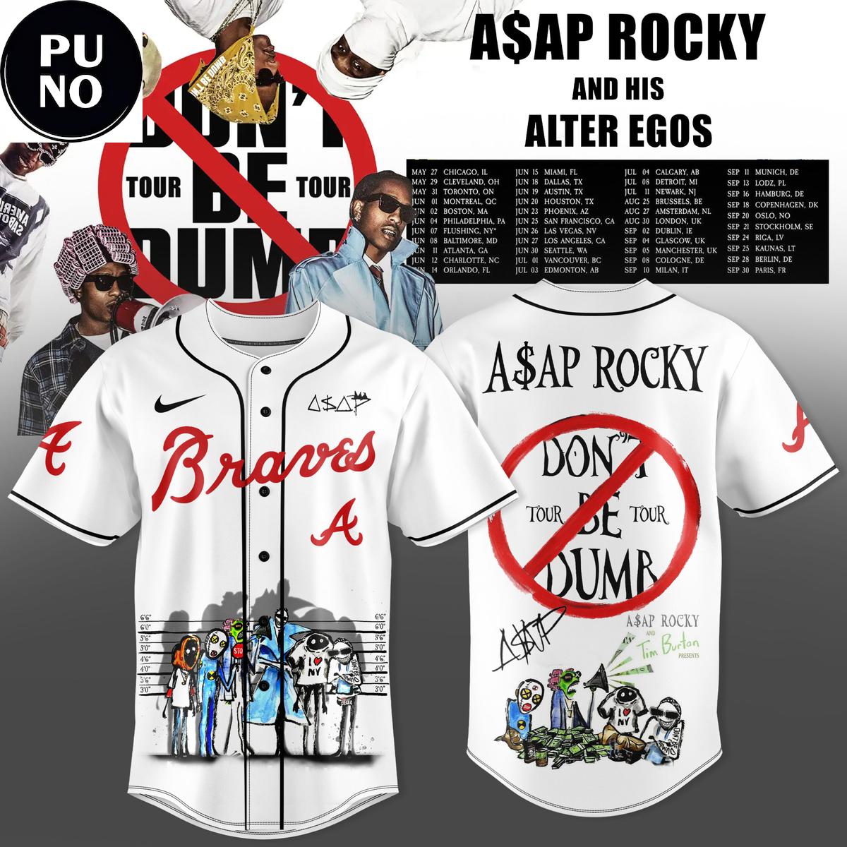 Atlanta Braves x ASAP Rocky Don’t Be Dumb World Tour 2026 Baseball Jersey