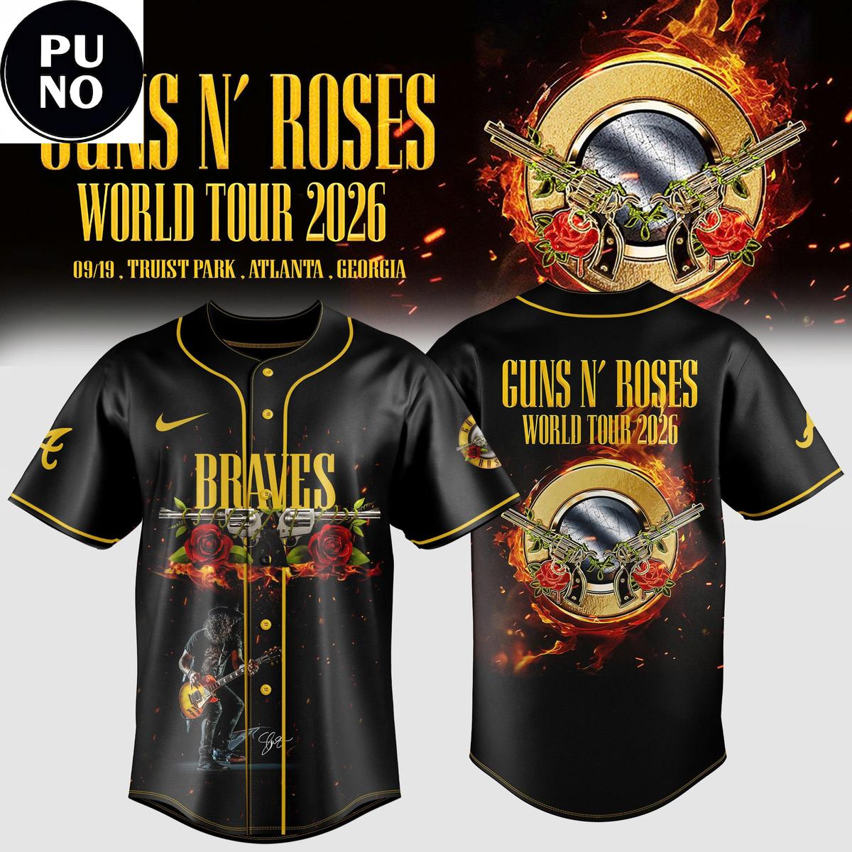 Atlanta Braves x Guns N’ Roses 2026 World Tour Baseball Jersey