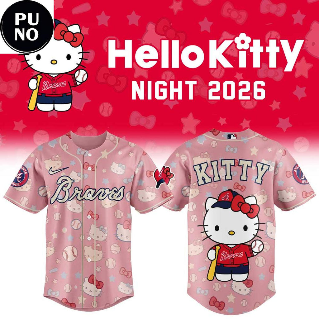 Atlanta Braves x Hello Kitty Night 2026 Pink Pattern Baseball Jersey