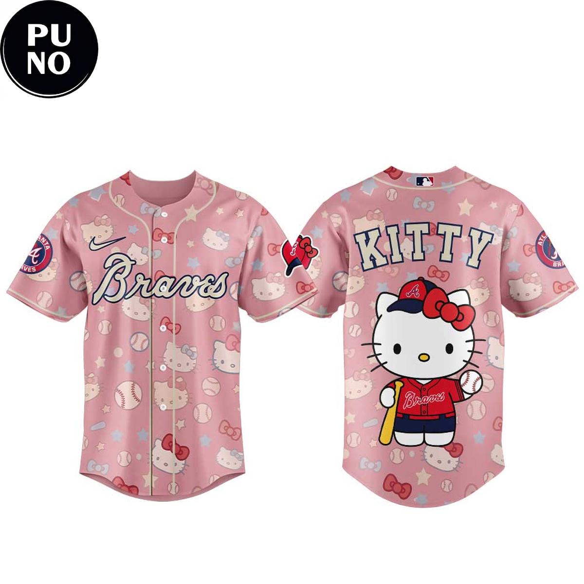 Atlanta Braves x Hello Kitty Night 2026 Pink Pattern Baseball Jersey