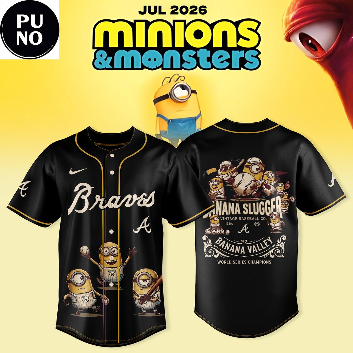 Atlanta Braves x Minions & Monsters 2026 Vintage 1920s Baseball Jersey