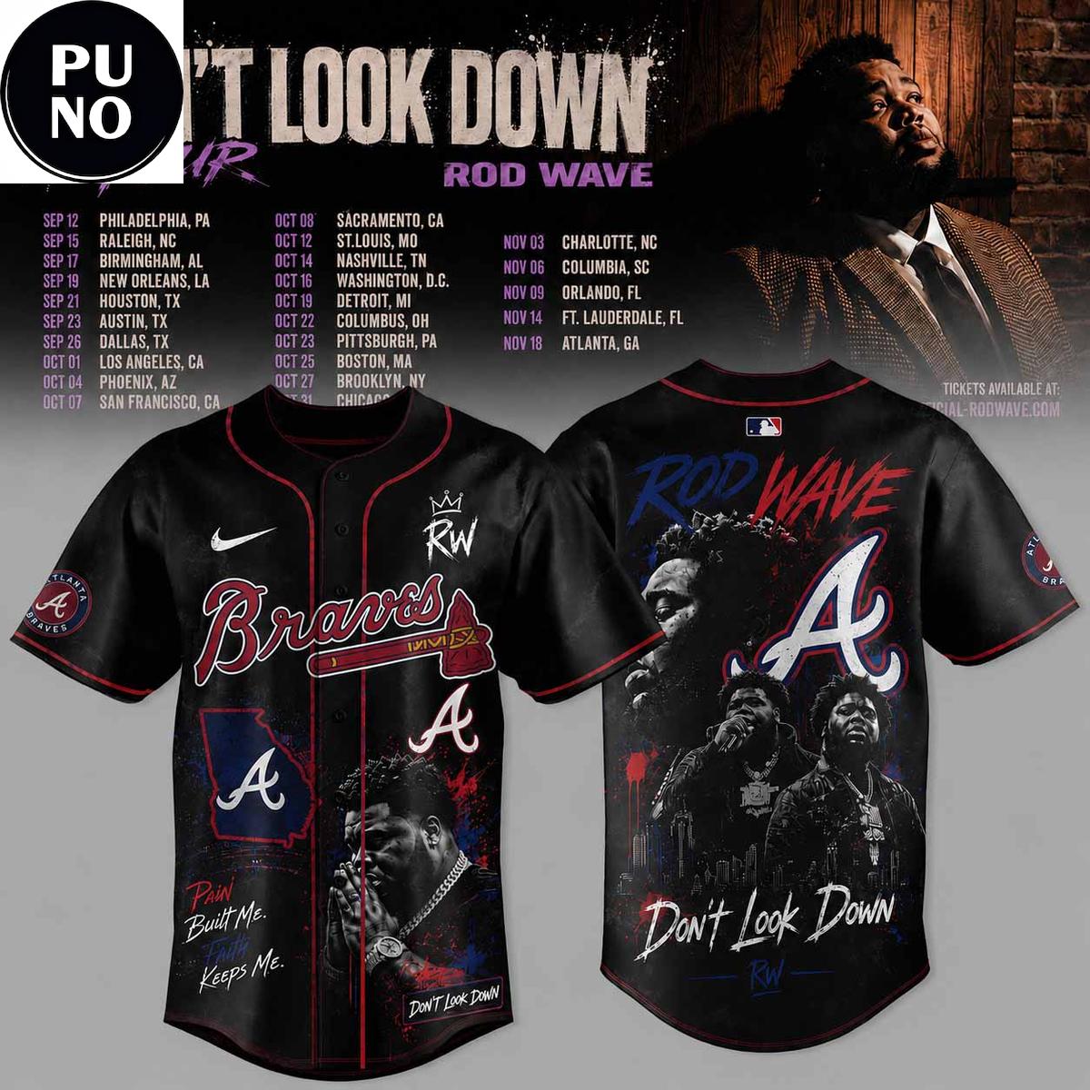 Atlanta Braves x Rod Wave Don’t Look Down Tour 2026 Baseball Jersey